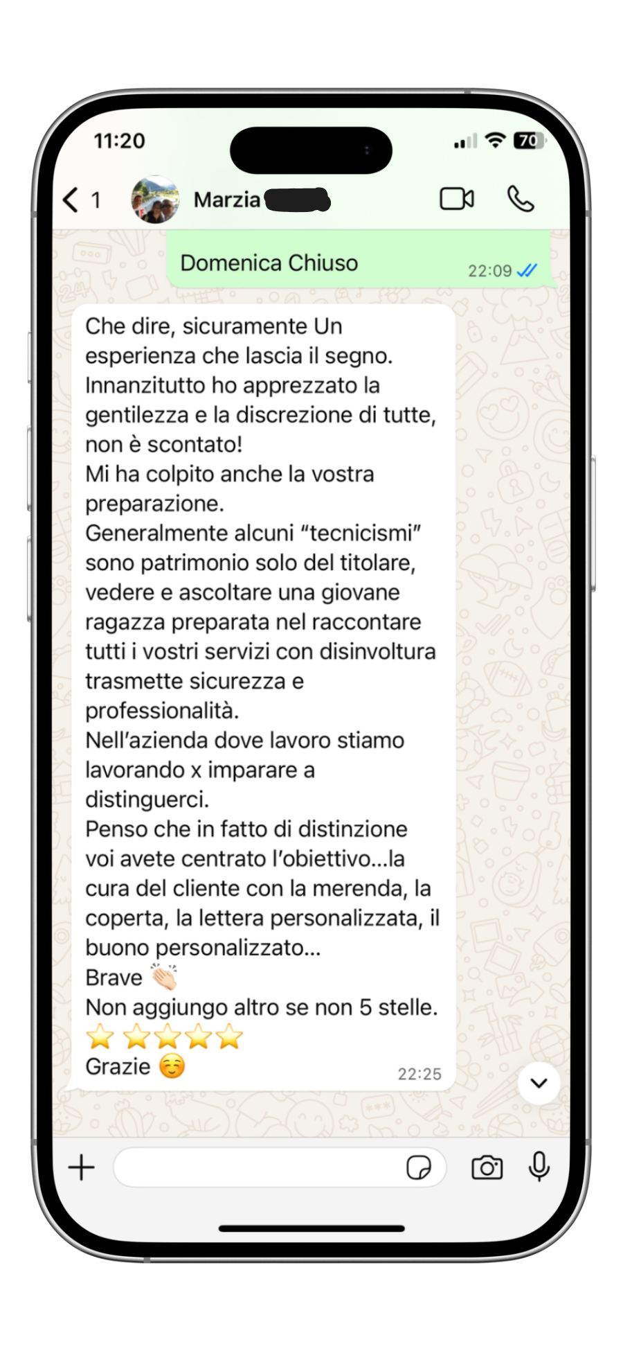 Recensione cliente Beautrì via WhatsApp